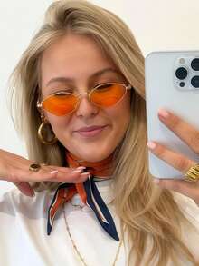 Gafas de moda para mujer, gafas con montura dorada retro elegante, gafas de moda con montura poligonal, adecuadas para fotografía callejera, viajes diarios, gafas decorativas, forma geométrica - Marrón - Ver 11