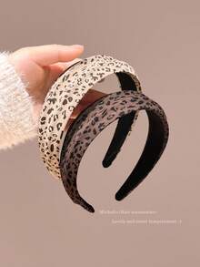 2条/1条复古豹纹宽发箍，百搭显脸型美发饰品 - 彩色 - 查看 4