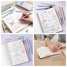 一套6/8支装Morandi彩色可伸缩凝胶笔,多色圆珠笔,学生彩色笔,丙烯颜料,绘画工具套装,颜料,荧光笔,适用于办公、学习标记、书法、笔记本标记、学校用品、返校文具 - 莫蘭迪色-6色 - 查看 6