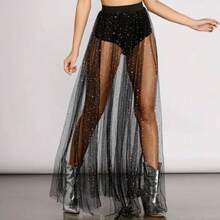 性感透视波点A字连衣裙，侧开衩流苏细节 - 女士夜店派对礼服，高腰设计，适合春、夏、秋季，修身剪裁 - 彩色 - 查看 7