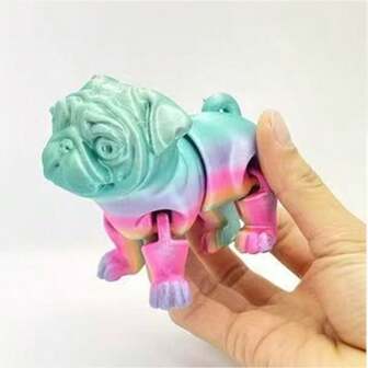 3D打印可动关节哈巴狗摆件，创意可爱宠物桌面装饰，摆件礼品模型