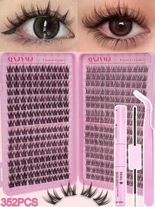 This Set Of 352 Clusters Of Segmented False Eyelashes Features 32 Rows Of Large-Capacity, Realistic, Voluminous, And Effortlessly Styled Lashes. Each Set Comes With An Application Kit. Suitable For Enhancing Lash Length And Eye Size, These Eyelashes Are Perfect For Everyday Wear, Parties, Stage Performances, And Travel. Portable And Comfortable, They Are An Essential Choice For Christmas And Halloween Makeup. (Clustered Lashes, Lash Tufts, Single Lashes, False Eyelashes) - màu đen - Xem 8