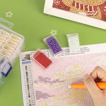 钻石画收纳盒，便携式珠子收纳整理盒，32/48/64格钻石画配件（收纳盒） - 白色 - 查看 6