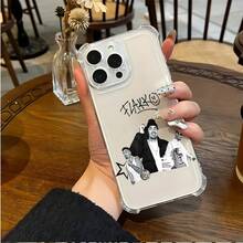 Funda de Teléfono Fashion Rapper R-Rels B Compatible con 17 16e 16 15 14 13 12 11 Pro X XR XSMAX 8 Plus Anticaída Transparente con Cubierta Trasera Suave,  de Uso Diario,Accesorio de Teléfono a,Funda Elegante,Diseño Impreso con,Material Duradero,Aficionados a la17 17promax - transparente - Ver 3