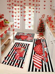 1 pezzo Tappeto da cucina natalizio rosso festivo, tappeto da cucina per le vacanze natalizie, tappeto per corridoio con motivo scozzese natalizio, decorazione natalizia, zerbino lavabile per feste natalizie, con retro antiscivolo, in peluche corto, tessitura annodato, in poliestere, per feste natalizie, tappeto/tappetino decorativo natalizio per interni - Tappeto Buon Natale, adatto per soggiorno, sala da pranzo, cucina, zona lavello, ingresso interno