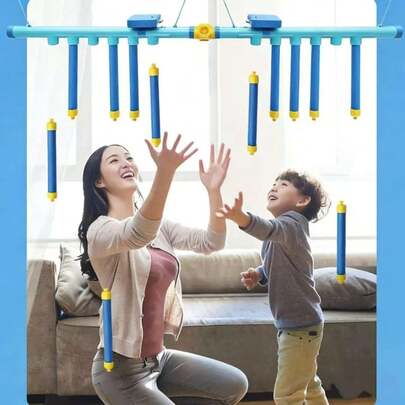 1 set hand-öga-koordinationsträningsleksak, interaktivt hängande fångstspel för flera spelare, inomhussportleksak med fångstpinne, aktivitetsrekvisita för familj och barn, hållbart plastmaterial, justerbar fallhastighet, förbättrar reaktionsförmågan, lämplig för fester, familjesammankomster, skolundervisning, födelsedags-/jul-/nyårspresenter