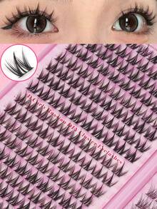 This Set Of 352 Clusters Of Segmented False Eyelashes Features 32 Rows Of Large-Capacity, Realistic, Voluminous, And Effortlessly Styled Lashes. Each Set Comes With An Application Kit. Suitable For Enhancing Lash Length And Eye Size, These Eyelashes Are Perfect For Everyday Wear, Parties, Stage Performances, And Travel. Portable And Comfortable, They Are An Essential Choice For Christmas And Halloween Makeup. (Clustered Lashes, Lash Tufts, Single Lashes, False Eyelashes) - màu đen - Xem 2
