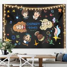 1pc New Popular American TV Series Themed Hanging Cloth, Man Eating Flower Vecna+Welcome To Hawkins Element, Letter Background Cloth, Science Fiction TV Series, Surrounding Dormitory, Dormitory Wall Decoration Cloth, Room Bedroom Creative Decoration Hanging Cloth, Birthday Gift, New Year's Gift(Stochastic Style) - Multicolor - View 4