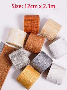 3D立体浮雕泡沫装饰贴纸，自粘墙边踢脚线装饰，防水可移除，浮雕腰线墙纸，适用于卧室角落、墙面、修补装饰、家居装饰、房间装饰墙纸 - 白色 - 查看 3