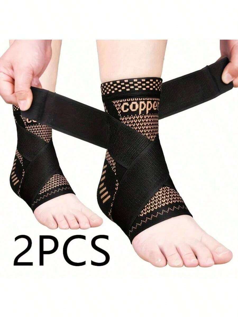 Bộ 2 đai nẹp mắt cá chân bằng đồng có thể điều chỉnh, băng hỗ trợ mắt cá chân - Giảm đau do viêm gân Achilles, viêm cân gan chân, sưng và bong gân mắt cá chân, băng nén mắt cá chân unisex, thích hợp cho thể thao, sử dụng cả ngày lẫn đêm. - Nhiều màu - Xem 1