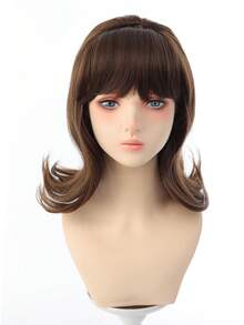 One Black Or Cool Brown Retro Wavy Bob Wig With Bangs, Made Of 12 Inches Of Heat-Resistant Synthetic Fiber, Featuring A 60s/70s Retro Beehive Style. An Elegant And Fashionable Wig Suitable For Everyday Wear Or Parties. - Multicolor - View 12