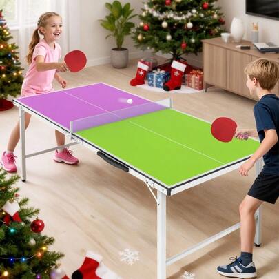 5Ft Foldable Table Tennis Table With Net Paddles And Balls For All Ages