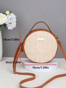 Women's Handbag, 2025 Winter New Korean Style Cute Simple Woven Round Bag, Casual Shoulder Crossbody Bag - Brown - View 4