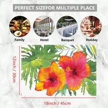1/4/6/8/12pcs Floral Printed Placemats, Hawaiian Style, Flower Decor, Linen Dining Table Mats, Washable Printed Tablemats, Surface Protector, Indoor Outdoor Dining Table Mats, Suitable For Holiday Parties, Kitchen & Dining - Multicolor - View 6
