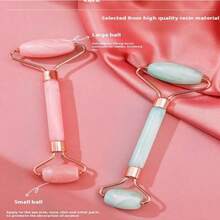 2pcs/Set Facial Beauty Gua Sha Massage Tools Set, Non-Crystal ABS Resin Material Pink Roller Massager & Scraping Board, Body Meridian Massage & Facial Beauty Tools, Suitable For Women, Students, Mothers, Sisters, Holiday Gifts - Pink - View 3