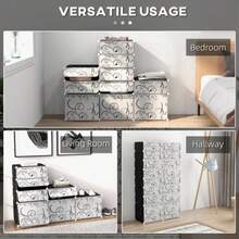 HOMCOM Modular Shoe Cabinet, Self-Assembly, 16 Compartments, PP, Black And White, 95 X 37 X 160 Cm