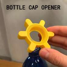 1 Manual Twist-Off Bottle Cap Opener For Bottles And Cans - Easy-To-Hold Yellow Plastic Bottle Cap Opener With Ergonomically Designedgrip, Durable Gear Design, Suitable For Soda, Beverages, Home Kitchen Tools, Fun Kitchen Items, Compact And Sturdy Construction, Bottle Capopener Tool, Daily Use - Multicolor - View 3
