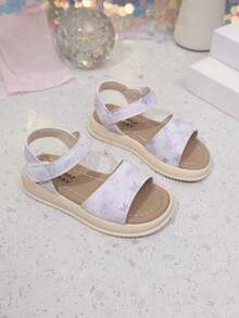 2022 Summer New Girls Casual Sandals, Fashion Versatile Soft Bottom Comfortable Round Toe Open Toe Flat Sandals, Student Sandals, Princess Sandals, Girls Fashion Flat Sandals - Mauve Purple - View 5