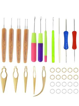 36 piezas Kit de herramientas de ganchillo para rastas, ganchillo para rastas, herramientas de trenzado para rastas sintéticas, herramientas de peinado, trenzas africanas, directa de fábrica, en stock, kit de herramientas para el cabello, kit de peinado