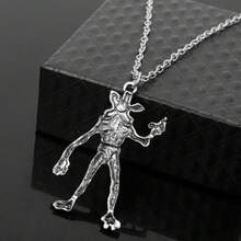 1pc New Best-Selling Demogorgon Man Eating Flower Necklace, Dark Style Demodog Monster Shaped Alloy Pendant, American TV Series, Film And Television Peripheral Retro Metal Necklace, Drama Fan Collection, Personalized Dark Jewelry Gift, Birthday Gift, New Year's Gift - Multicolor - View 4
