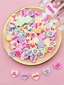 20 piezas Decoraciones lindas para arte de uñas, Diseño dulce con forma de corazón de 3D Rhinestone, Mezcla aleatoria de resina plana, Accesorios de arte de uñas DIY para el Día de San Valentín, Suministros para uñas - Multicolor - Ver 7