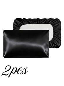 1pc/2pcs Satin Pillow Cases, Silk Pillow Cover Elastic Band Travel Pillowcover Soft Silk Satin Pillowcase For Hair Skin Standard Size/Queen Fit For Various Pillows,Secret Santa Gifts For Women,Valentine's Day Gifts, Stocking Fillers, Personalised Gifts, Christmas Gifts