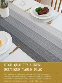 1pc Linen-Like Table Runner, Modern Living Room & Dining Table Mat, Washable, Suitable For Kitchen, Dining Table, Party, Wedding Decoration, Vintage Look, Applicable For Entryway, Family Gathering, Coffee Table, Living Room - Ink - View 9