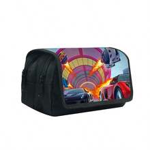 A Racing-Themed Pencil Case With A Large Capacity, Double-Layer Flip-Top Design, And Double Zippers. Made Of Polyester Fiber, It's Suitable For Middle School, High School, And College Students, And Can Also Be Used For Desktop Stationery Storage To Keep Your Desk Tidy. - Multicolor - View 11