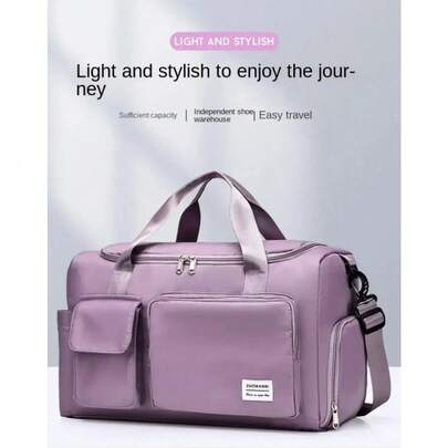 Bolso de lona plegable de gran capacidad con compartimento para zapatos - Bolso de deporte durable y resistente para viajes, con cierre de cremallera y múltiples compartimentos para almacenamiento de ropa