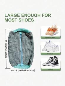 2 Reusable Shoe Washing Bags - Suitable For Sports Shoes, Mesh Shoes, Lazy Artifact Household Shoes Multi-Functional Stain Removal And Anti-Deformation Fast Washing Bag, Washing Machine Clothing Care Bag, Laundry Bag, 1 Washing Machine Shoe Bag Suitable For All Types Of Shoes - Yellow, Gray Protective Shoe Bag, - Multicolor - View 10