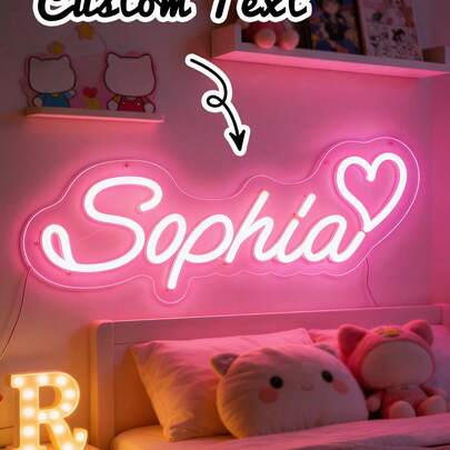 Customizable Neon Light - LED Illuminated Wall Decor With Your Name, Multi-Color Dynamic Lights, Suitable For Bedroom, Game Room, Birthday Party And Teen Gifts, Durable Plastic Wall-Mounted Sign With Button Control, Room Decor, Anniversary, New Year, Holiday Gift Lights ,Urban Gala ,Fashion Decor
