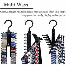 Organizador de corbatas 20 filas giran para abrir/ cerrar la rejilla para corbatas colgador de bufandas giratorias de 360 ​​grados para almacenamiento de corbatas bufandas cinturones y accesorio - como en la foto - Ver 2