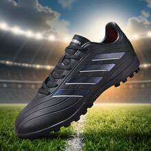 1双男女通用足球鞋，适用于室外人造草坪、室内训练场、专业团队运动，系带设计，防滑橡胶鞋底，轻便高性能，厂家直销，热销产品 - 黑色 - 查看 5