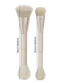 2支双头化妆刷，斜角腮红刷，圆形腮红刷，散粉刷，女士适用，赠品 - 玫瑰金 - 查看 5