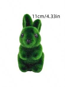 1pc Easter Green Foam Flocked Realistic 3D Moss Rabbit Decor, Garden Ornament - Green - View 3