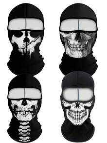1 Stück oder mehr Unisex Radfahrer Gesichtsmaske, Sturmhaube, Skimaske, Motorrad Nackenwärmer, Totenkopf Design, geeignet für tägliches Skifahren, Radfahren, Outdoor-Reisen, Partys usw. - Verschiedenfarbig - Übersicht 1