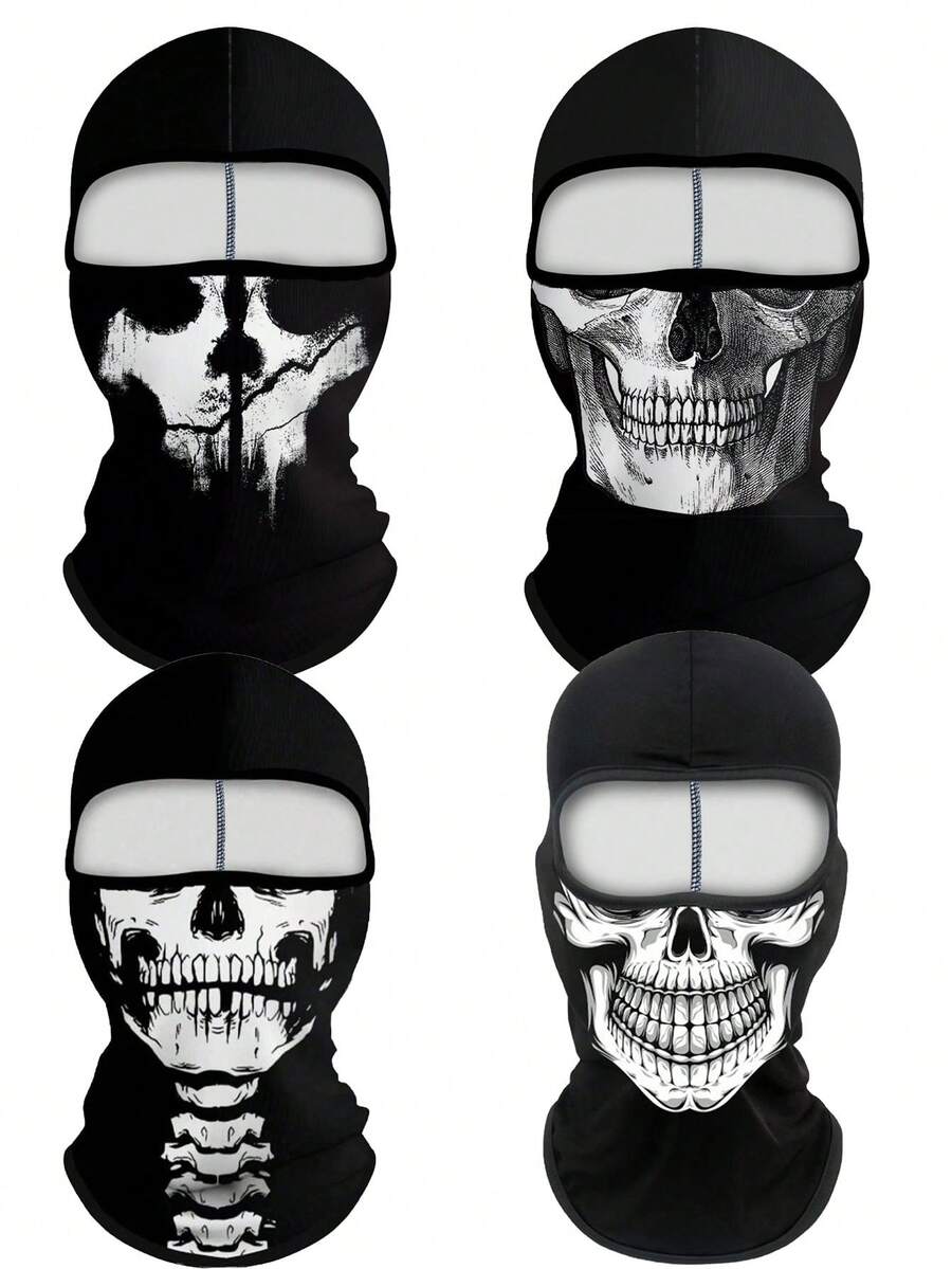 1 Stück oder mehr Unisex Radfahrer Gesichtsmaske, Sturmhaube, Skimaske, Motorrad Nackenwärmer, Totenkopf Design, geeignet für tägliches Skifahren, Radfahren, Outdoor-Reisen, Partys usw. - Verschiedenfarbig - Übersicht 1