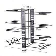 8层可调节锅架 - 重型U型可拆卸锅盖架，厨房橱柜和台面垂直收纳节省空间，黑色，坚固耐用 - 黑色 - 查看 6