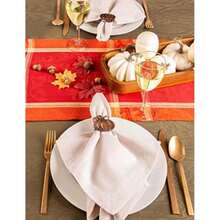 DII 100% algodón, Lavable a máquina, Mantel Individual a Rayas francesas para cenas, Verano y picnics Aire Libre, Blanco (White Stripes), Tablecloth - 60 x 84, 1(14"x108" Table Runner) - Multicolor - Ver 5