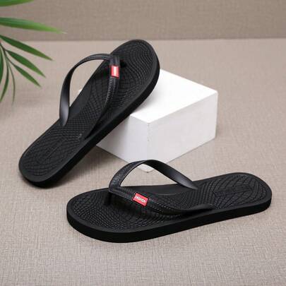 Men's Flip Flops, High-End Non-Slip Odor-Resistant Thong Sandals, Fashionable Rubber Outdoor Thick-Soled Beach Shoes