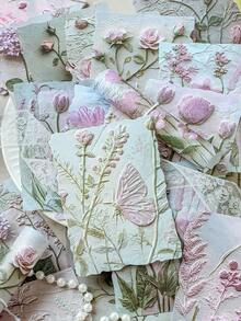 1 paquete de 23 hojas de papel decorativo vintage con plantas, flores y hojas de árboles para manualidades y scrapbooking - Unitalla - Ver 12