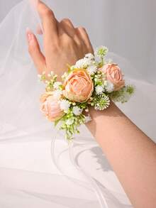 1pc/2pcs Elegant Flower Wrist Corsage, Bridal Wrist Flower, Women & Bridesmaids Wrist Decor For Party,Summer,Beach,Wedding,Festival,Birthday - Multicolor - View 15