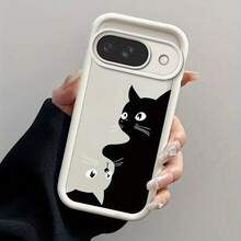 かわいい黒猫のコミックスタイルスマホケース  画素 9対応 ソフトTPU耐衝撃性シェル 男性にも女性にも適しています フルカバー保護するバックカバー 画素 9、9A、8、8A、7、7A、プロ 4XL 5Gに対応 11/12/13/14/15/15プロ/15 15プラス プロマックス/7プラス/8プラス/X/Xs 11プロ/12プロ/13プロ/14プロ/12ミニ/13ミニ/11プロマックス/12プロマックス/13プロマックス/14プロマックス/14プラス/5 - ブラック - チェックする 5
