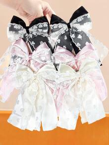 3/6 قطعة/مجموعة من مشابك الشعر بفيونكة من الدانتيل باللون الأسود والأبيض والوردي، مناسبة للأنماط الحلوة والكيوت والجوثيك، تناسب البنات والنساء، يمكن ارتداؤها مع الملابس الحلوة والكلاسيكية والفينتاج للاستخدام اليومي والمناسبات والحفلات، مشابك الشعر، مشابك الشعر الكبيرة - متعدد الألوان - مشاهدة 4