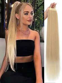 1 pieza Peluca con coletero, peluca de cabello liso y esponjoso con doble coleta para un aspecto juvenil, incluye ligas para el cabello, bandas de goma para el cabello, cuerda para el cabello, sujetadores elásticos para el cabello - Multicolor - Ver 16