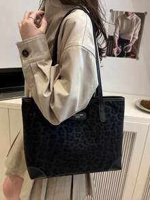 A New Women's Bag, Retro Fashion Leopard Print Large Capacity Tote Bag. Zip Opening, Lightweight Minimalist Shoulder Bag. Suitable For Daily Life Leisure, Commuting, Work And Student Use