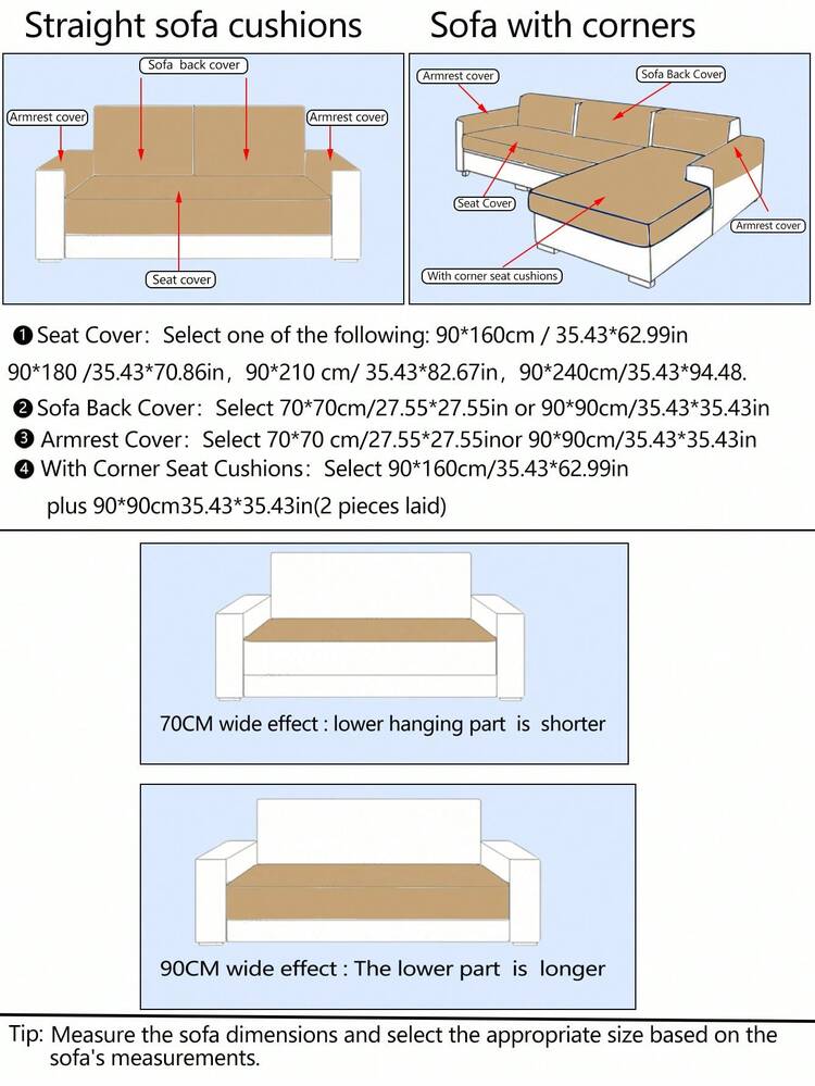1件装四季通用沙发垫套，现代简约防滑沙发座垫保护套，防尘可水洗沙发套，柔软时尚的米白色，宠物友好，适用于L型沙发和1/2/3/4人沙发 - 米色 - 查看 3