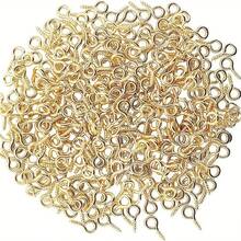 100/300/500支装多色不锈钢微型迷你眼针，用于珠宝制作DIY吊坠手工珠宝配件螺丝眼螺纹钩