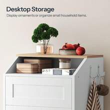 Trash Cabinet, Freestanding Trash Can Cabinet, Wooden Recycling With Flip Door, Hidden Kitchen Garbage Can, 10 Gallon Laundry, Kitchen, Laundry, White WB01WT - 白色 + 1 x 10 加侖 - 查看 8