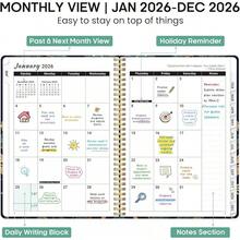 2026 Planner, Weekly And Monthly Calendar Planner Book, January 2026 - December 2026, Hardcover Planner With Monthly Tabs, Notes Pages, Women & Men, A5 (6.4 X 8.5) - Gold - S.起重機 - 查看 3